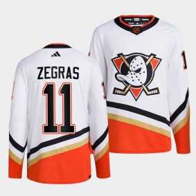 Mens Anaheim Ducks #11 Trevor Zegras White 2022-23 Reverse Retro Stitched Jersey Dzhi